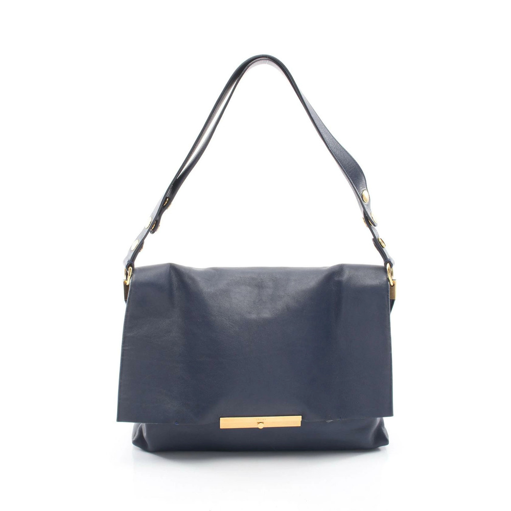 Celine Blade Shoulder Bag Leather Navy Blue